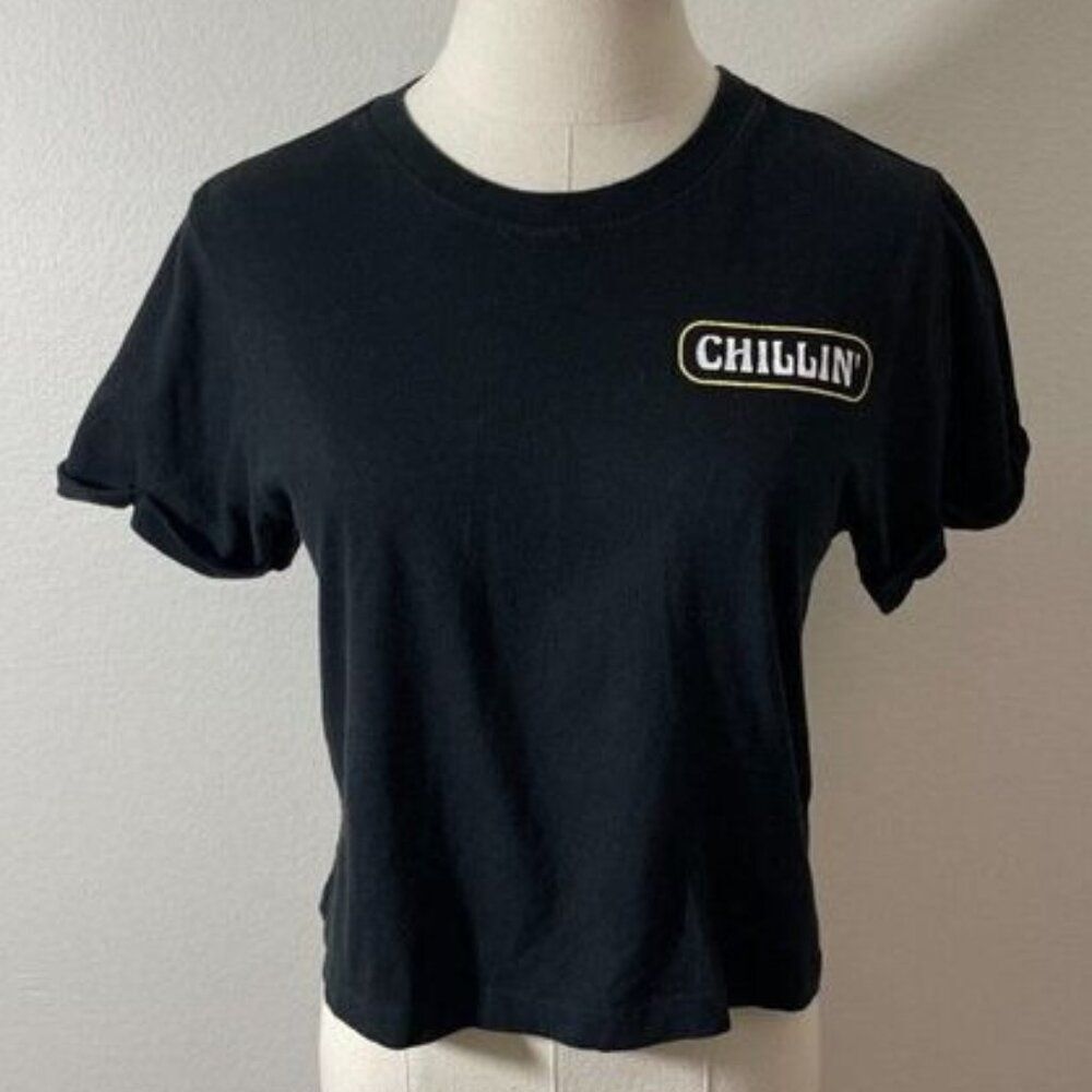 Viben' Chllin' S Small Crop Top T Tee Shirt Black